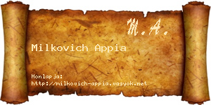 Milkovich Appia névjegykártya